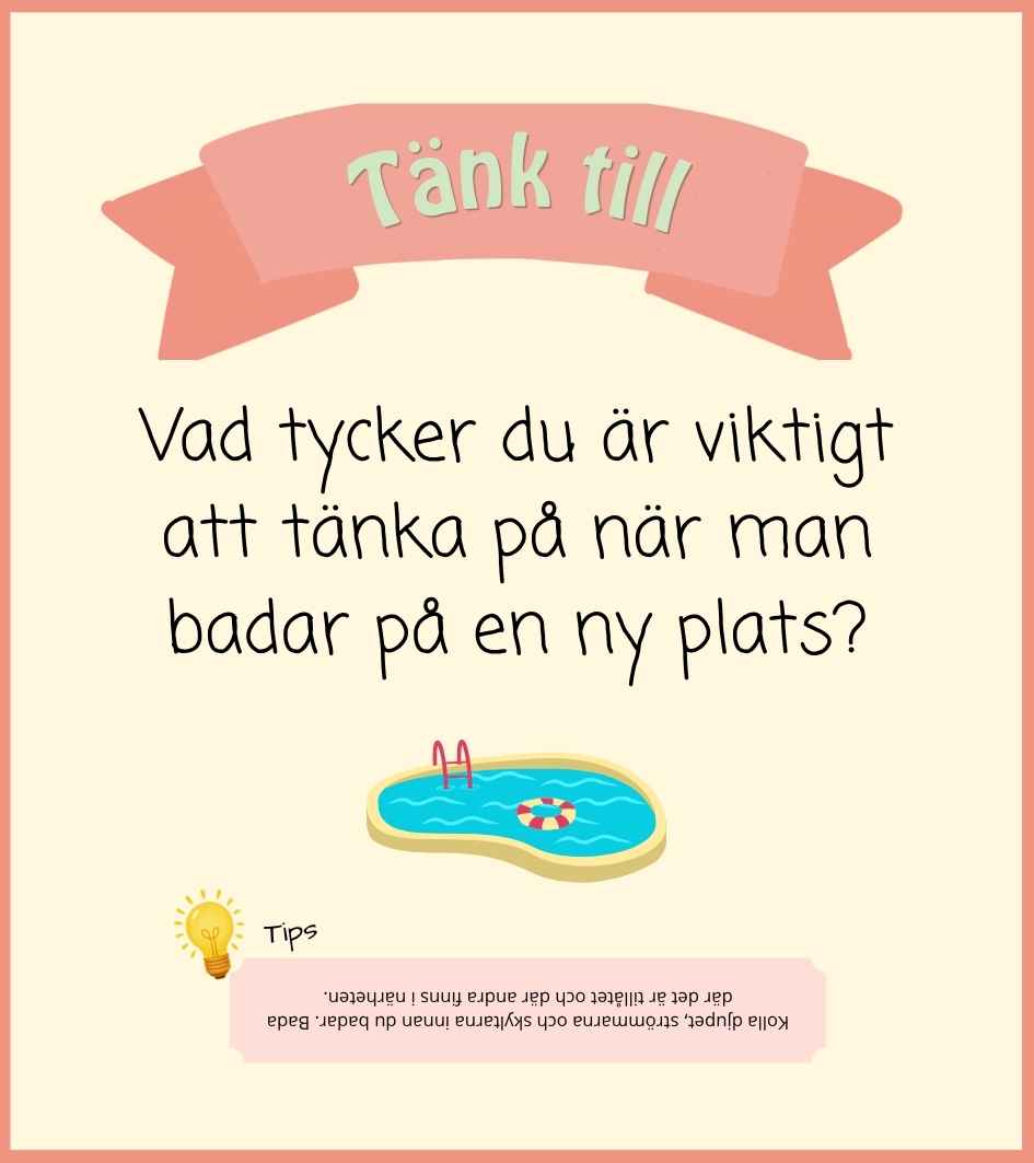 Tänk till-kort om att bada på en ny plats