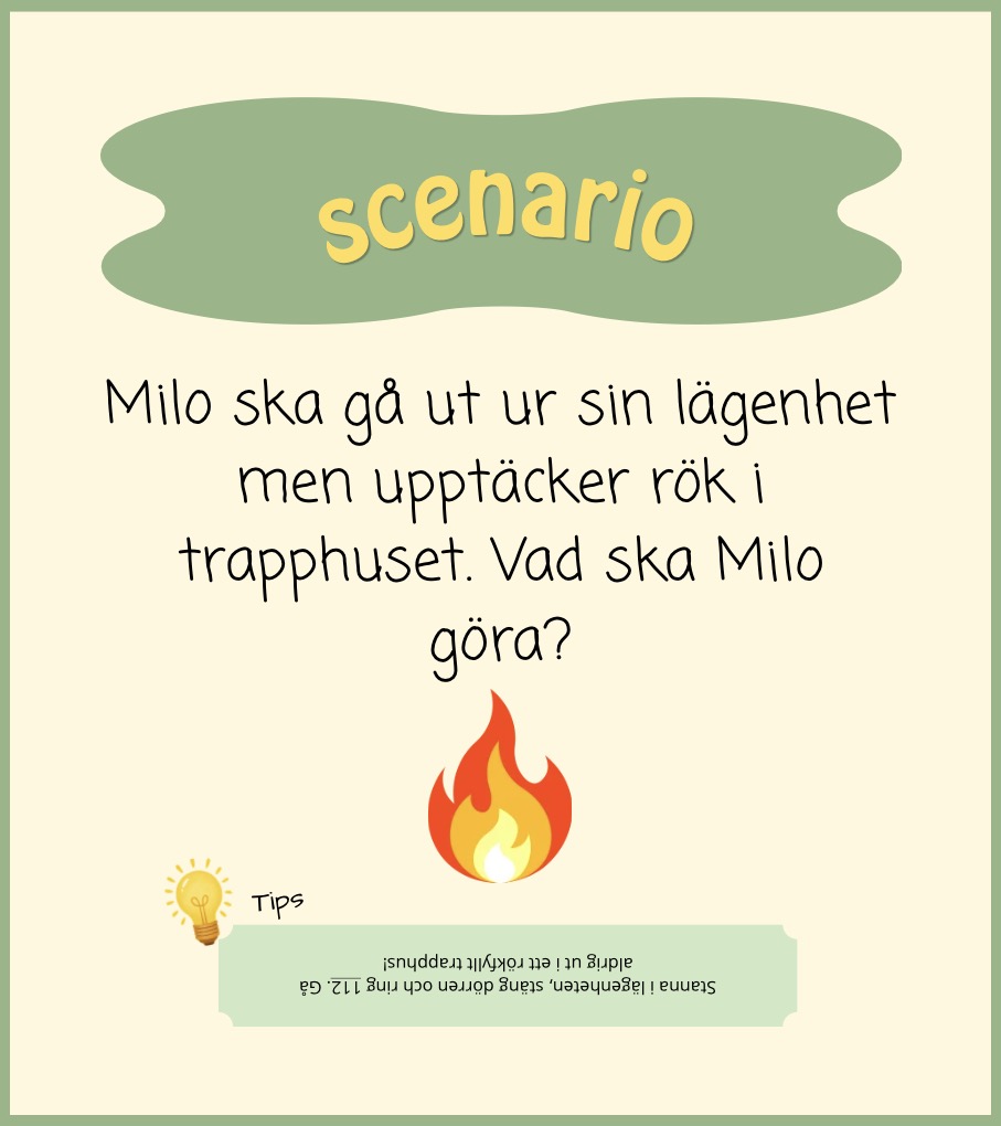 Scenariokort: Milo upptäcker rök i trapphuset